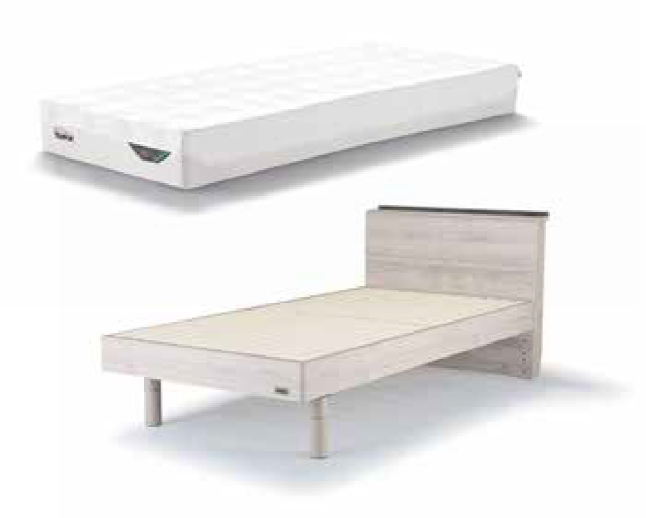 機能的な木製ベッドとマットレスのセット