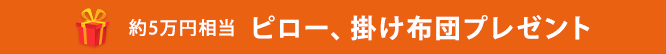 約5万円相当 ピロー、掛け布団プレゼント